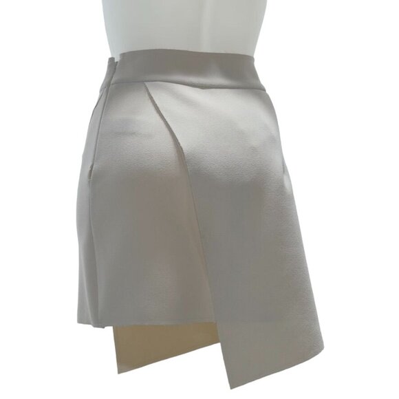 TOPSHOP Women's Skirt Ivory Crepe Asymmetrical Hem Faux Wrap Stretch Mini Size 2 - Picture 2 of 9